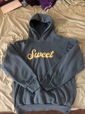 Blue "Sweet" Graphic Hooded Sweatshirt - Women’s small